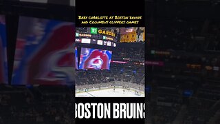 Baby girl Charlotte on the big screen at the Boston Bruins and Columbus Clippers game