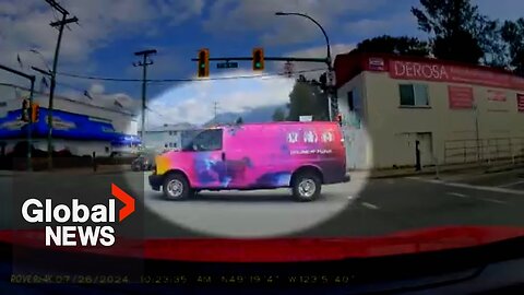 Close call: Dash cam video shows craft brewery van fly through solid red light