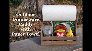 Outdoor Dinnerware Caddy w/ Paper Towel Holder