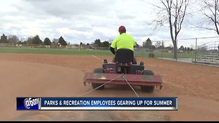 Parks and Recreation employees prepping parks for summer