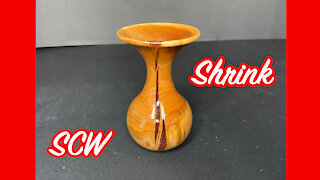 Wood turning a small vase from Cherry wood
