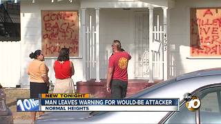 Man leaves warning for would-be attacker