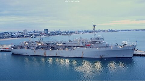 USS Emory S. Land at Princes Pier