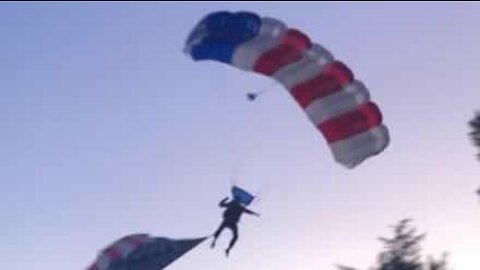 Unlucky parachutist suffers crash landing