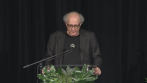 Bruce Barry Speaks At Son, Max's, Memorial Service