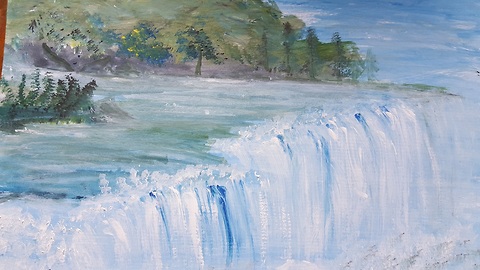 How to Paint Waterfall, Beginners Demo, Acrylic Painting for Kids