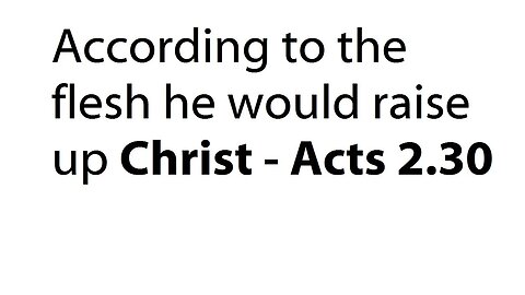 According to the flesh he would raise up Christ - Acts 2:30
