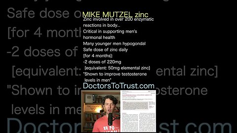 MIKE MUTZEL If low T; lots of sauna & exercise, consider zinc at 50mg a day