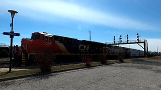 CN 3093 & CN 3937 Engines Manifest Train In Ontario