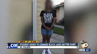 Student asked to change Black Lives Matter shirt