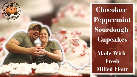 Peppermint Sourdough Chocolate Cupcakes | Fresh Milled Flour Sourdough Starter