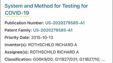 Covid19 Test Patent in 2015 by Rothschilds