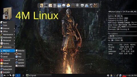 4M Linux distro miniatura com foco em manutenção, multimídia, miniserver e mistério (jogos)