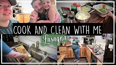 Cook and Clean With Me//Cleaning Motivation//Lasagna Freezer Meal//Garlic Bread
