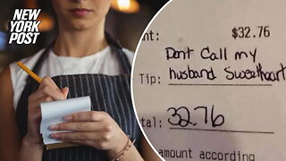 Customer leaves sharp note blasting waitress for 'flirting' with her husband