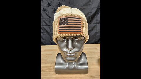 OUR LIMITED EDITION AMERICAN FLAG LEATHER PATCH CABLE KNIT BEANIE