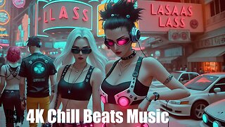 4K Chill Beats Music - Urchin | (AI) Audio Reactive Style Cyberpunk Neon | Visions in Las Vegas