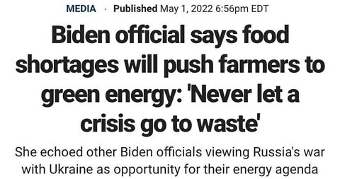 Biden official on food shortages says: 'Never let a crisis go to waste'