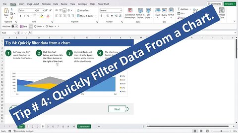 10 Tips For Excel Charts Tip # 4 Quickly filter data from a chart