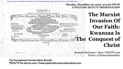 TECN.TV / The Marxist Invasion Of Our Faith: Kwanzaa Is The Conquest of Christ