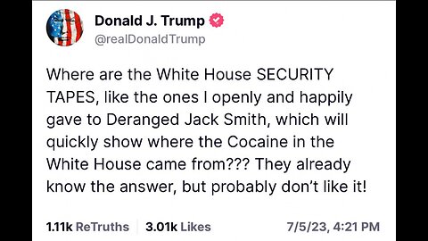 BREAKING! Inside White House West Wing! Cocaine Set Up? 7-10-23 David Nino Rodriguez