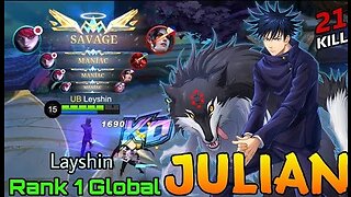 SAVAGE & 3x MANIAC Julian Aggressive Mode! - Top 1 Global Julian by Layshin - Mobile Legends