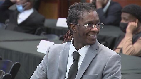 Young Thug responds to accusation of drug handoff in courtroom.