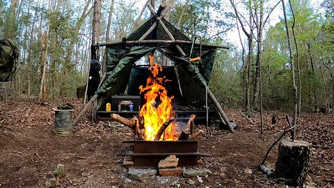 Campfire Steak Overnighter at the Hunt Camp Shelter in a Hammock