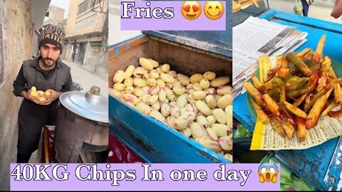 Hardworking man selling 40KG fries in one day 😱 || French fries || local market ||