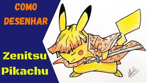 Como Desenhar o Zenitsu Pikachu | Kimetsu no Yaiba + Pokémon