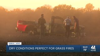 Multiple grass fires pop up around KC metro as dry, windy conditions continue