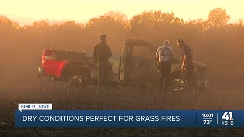 Multiple grass fires pop up around KC metro as dry, windy conditions continue