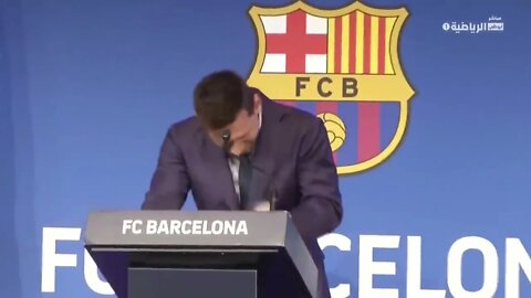 Lionel Messi crying in his Last conference at FC Barcelona ❤💙🐐👑