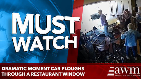 Dramatic moment car ploughs through a restaurant window