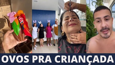 CARLINHOS MAIA | CRISTIANE CASTRO | IRMÃS GÊMEAS Entregam OVOS DE PÁSCOA À CRIANÇAS NA COMUNIDADE