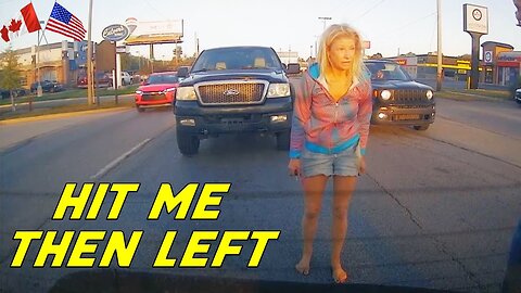 WOMAN CAUSES ACCIDENT AND DOESN'T STICK AROUND FOR THE POLICE || Road Rage USA & Canada