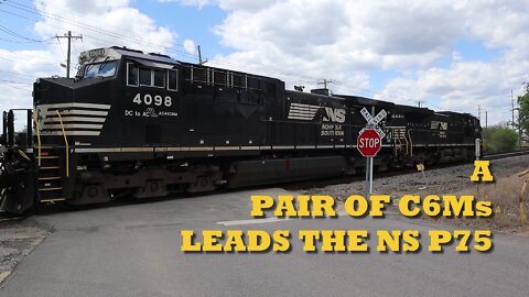 S02E107 A Pair of C6Ms Leads the NS P75 (Norfolk Southern, AC44C6M, Rail Freight Transportation)