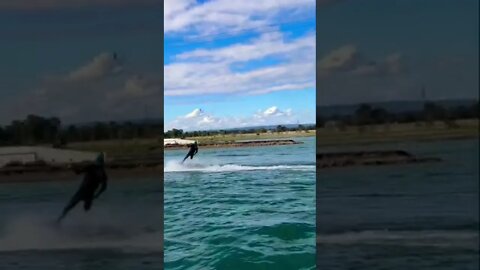Trying another back roll on the wakeboard, side view angle this time
