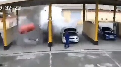 Electric Vehicle Explodes At EV Charging Station