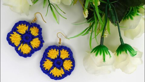 How to Crochet 5-minute Earrings flowers