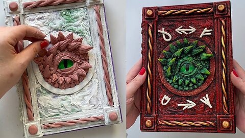 DIY Notepad Decor Idea | 3d dragon eye made of modelling clay | Notebook Cover