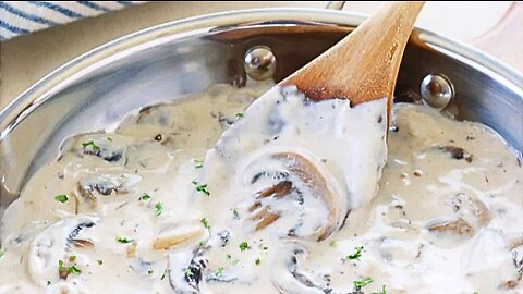 Mushroom White Sauce Recipe - Creamy Bechamel Sauce for Chicken Steak and Pasta. Fast Quick and Easy