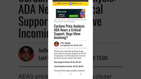 Cardano Price Analysis: Huge Move Incoming? #cryptomash #ytshorts #cryptonews #viralvideo2022