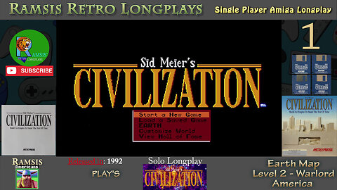 Sid Meier's Civilization | 1992 | Amiga | Warlord | EARTH | America - Episode #1 | Longplay