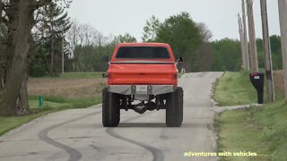 lifted square body Chevy BBC on 44" SUPER SWAMPERS BOGGER