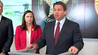 Florida Gov. Ron DeSantis holds news conference at Lee County Sheriff's Office in Fort Myers