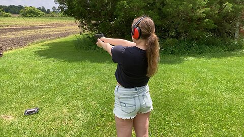 Girl shoots for the 1st time