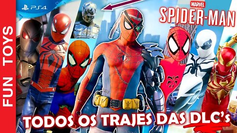 TODOS os TRAJES das DLC's do Marvel SPIDER-MAN 🕷 PS4! Mostramos de PERTO para ver todos os detalhes!