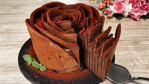 Few people make cakes like this! Delicious truffle cake ROSE! Simple ingredients!