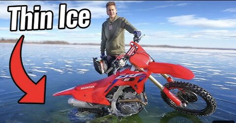 Riding dirt bikes on thin ice!! Sliding everywhere